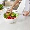 Двухслойная сливная корзина с длинной ручкой, пищевая, без содержания бисфенола А, наклонная, поворотная, быстросливная, миска для очистки фруктов, корзина для хранения