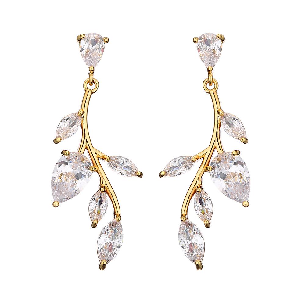 Корейская версия индивидуальности, креативные серьги в виде листьев ивы, женские маленькие, свежие, темпераментные, роскошные серьги с микроинкрустацией из циркона.