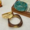 Ingemark 3 Styles Boho Irregular Chunky Resin Wide Bangles for Women Trendy Vintage Metal Spring Bracelets Party Daily Jewelry
