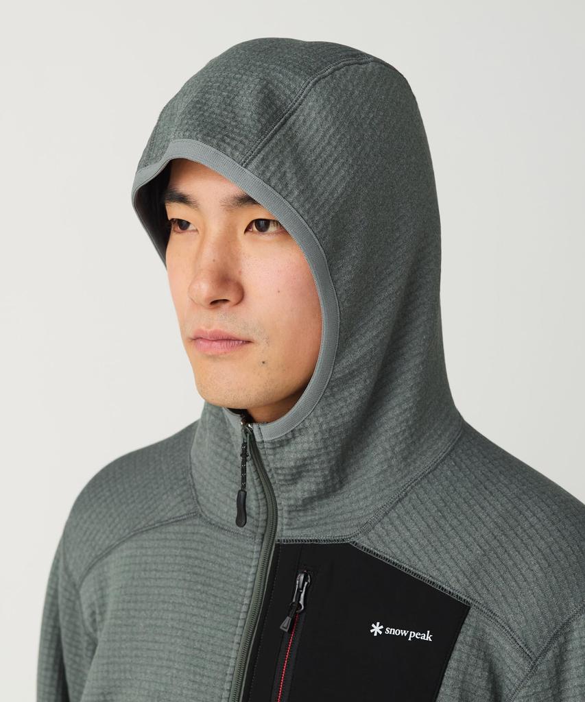 Snow Peak Polartec Power Grid Fleece Hoodie Hoodie GREY M SPF-JK-25AU907 (Men's/Women's)
