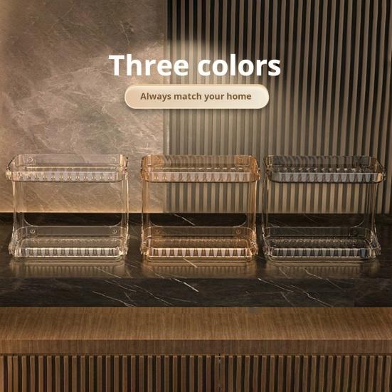 Double Layer Makeup Storage Rack Bathroom Countertop Organizer Large Capacity Perfume Tray Cosmetics Storage Shelf