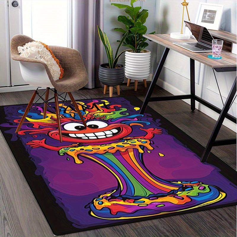 Cute Rainbow Man Office Carpet Soft Polyester Entrance Carpet Washable Non slip Machine Washable Ind