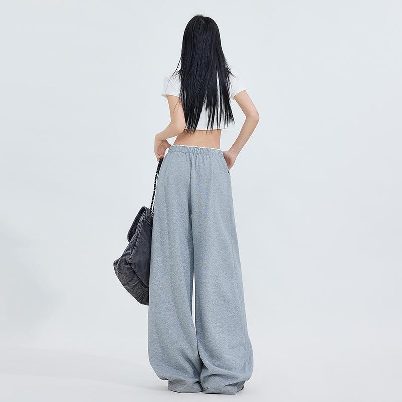 Весенние повседневные брюки в американском стиле Lazy Style с высокой талией для женщин, новые свободные и узкие универсальные плиссированные брюки в пол