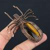 Natural Tiger Eye Gemstone Handmade Copper Wire Wrap Spider Pendant 2.56" K4O22