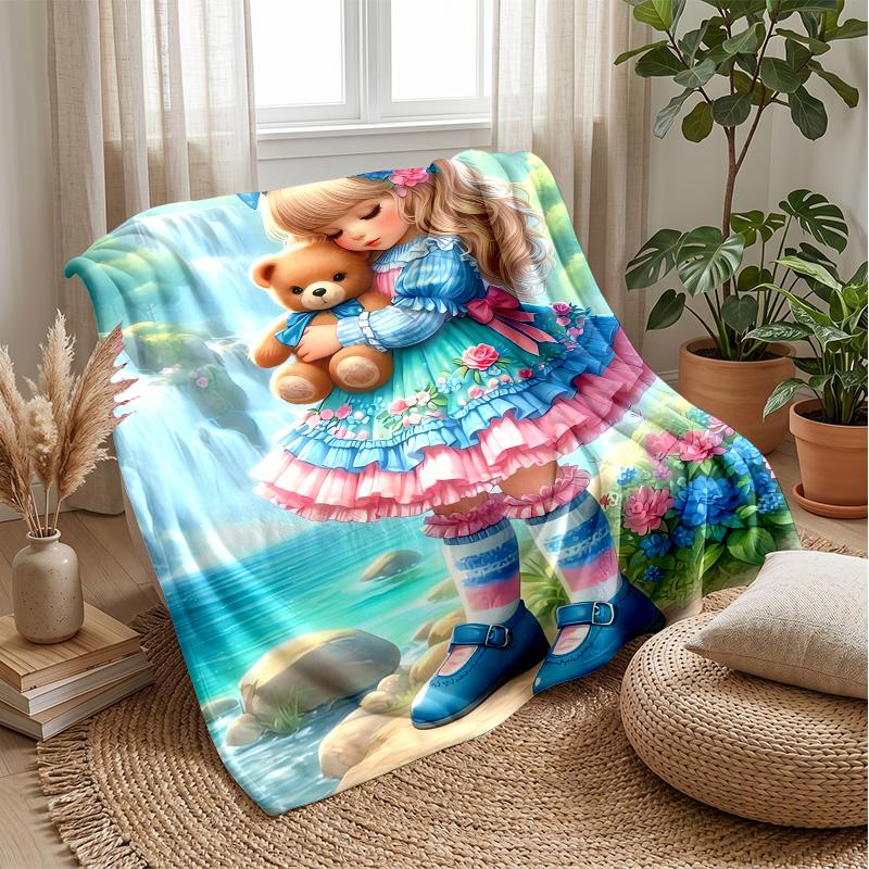 Teddy Bear and Toys Theme blanket Lightweight Warm Flannel Blanket Decorative Throw Blanket for Home Decoration