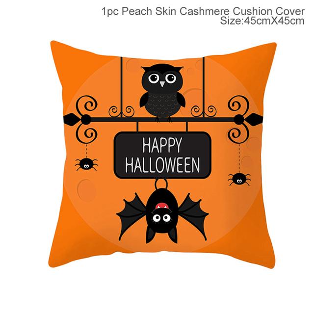 45x45cm Halloween Cushion Cover Pumpkin Bat Wizard Ghost Halloween Decor For Home Pillowcase Ornament Scary Halloween Party Gift