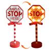 Santa Stop Here Sign LED Light Yard Sign Decorations Warm Light Xmas Table Decoration Light Up Desktop Ornaments for Home Office