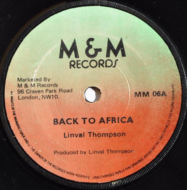 7-дюймовая пластинка LINVAL THOMPSON Back To Africa MM06 M M Records UK Регги Ска Даб Б/у