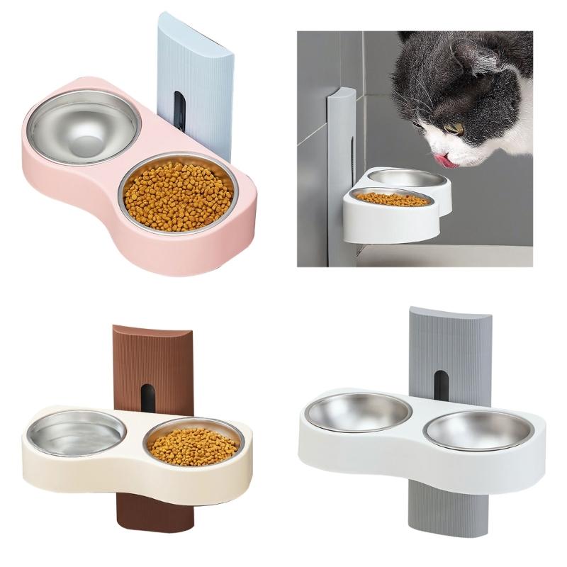 Настенная миска для кошек, большая емкость, миска для кормления домашних животных, миска для кормления кошек, пластиковая миска для кормления с регулировкой высоты