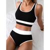 New Summer Swimwear Bikinis Set Sexy High Waist Block Color Bikini 2 Piece Set Women Split Swimsuit Beach Bikinis