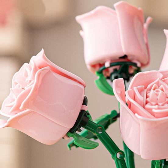 1 набор строительных блоков ветка розы своими руками красочный цветочный блок сборка игрушка пластиковые цветочные растения украшения дети взрослые девочки подарок