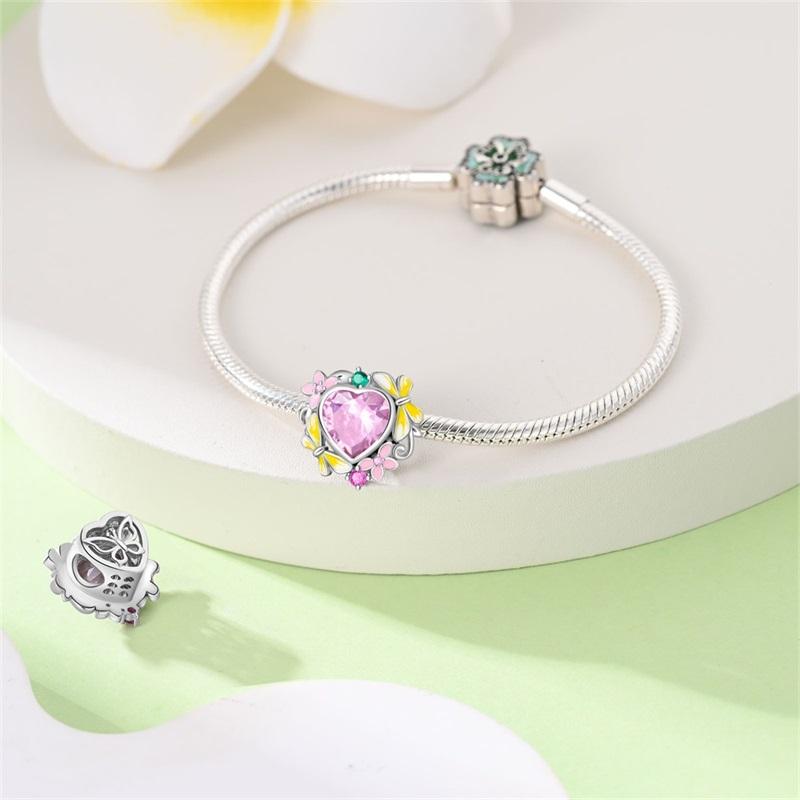 Новые 100% Медные Светящиеся в темноте Подвески-шармы с драгоценными камнями в форме сердца и бабочки, Подходят для оригинального браслета Qikaola, DIY, Ювелирные изделия на день рождения