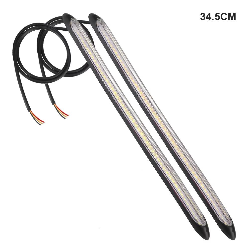 2x Автомобильные светодиодные дневные ходовые огни DRL Flow Yellow Turn Signal White Водонепроницаемые полосы фар последовательного света Универсальные