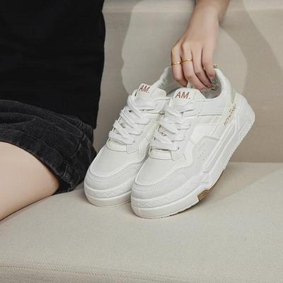 Белые женские повседневные туфли для папы на толстой подошве - круглый носок, нескользящие, универсальные (2025)