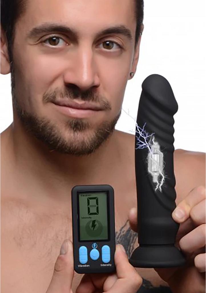 Xr Brands Vibrating Silicone Dildo with E-Stim Function + Remote Control