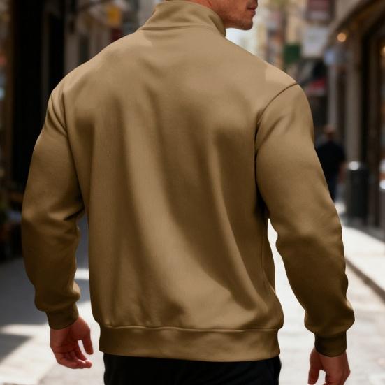 Мужской свитшот на молнии до середины груди, с воротником-стойкой, на флисовой подкладке, пуловер однотонный, свободный, повседневный, теплый, для зимних видов спорта, уличной одежды, вечеринок