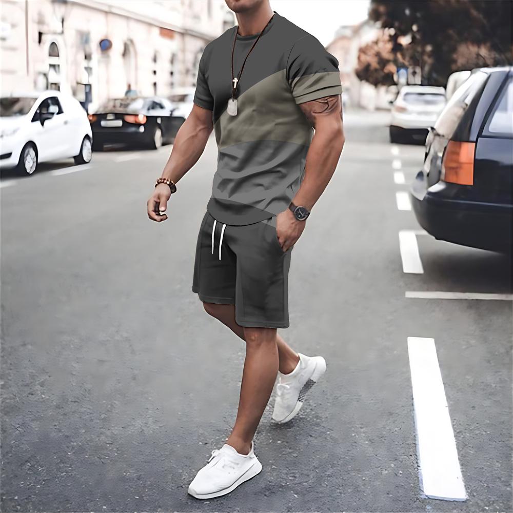 Мужская одежда Летняя футболка с коротким рукавом Шорты Наборы Мужские спортивные штаны Мужские спортивные костюмы Футболки больших размеров Костюмы Уличная спортивная одежда
