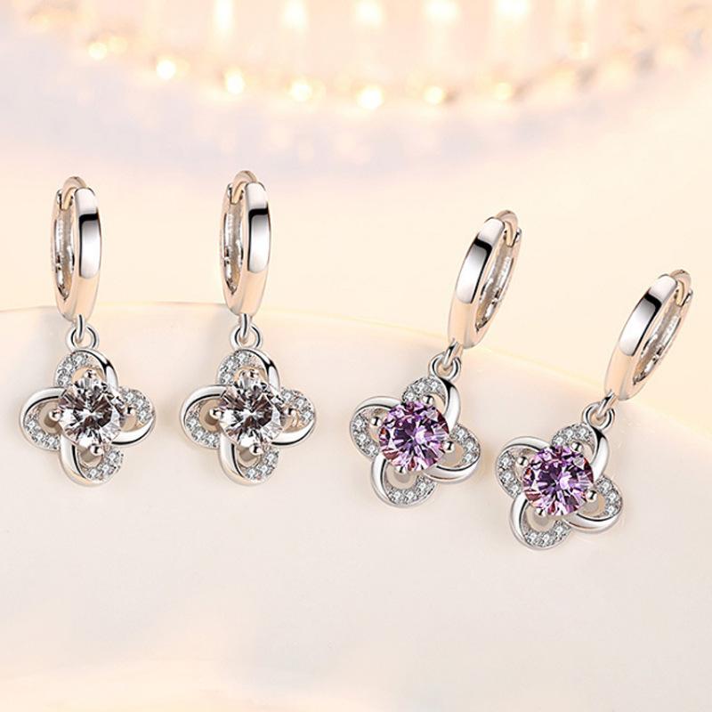 Серьги Lucky Leaf Grass, женские корейские простые серьги, серьги, посеребренные женские серьги Eternal Flower