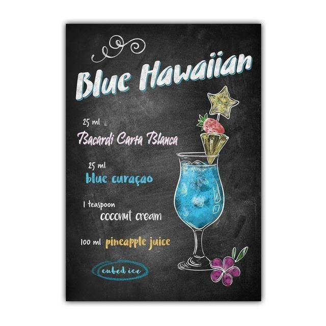 Graffiti Art High Foot Wine Glass Canvas Painting Bar Restaurant Wall Art Cocktail Menu Picture for Living Room Home Decor No Frame