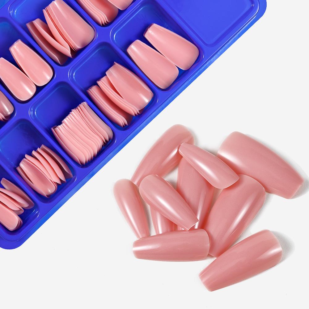 Однотонный Наращиваемый Ноготь Синяя Коробка Балетные Полные Накладки на Ногти Однотонный Наращиваемый Ноготь Накладка на Ноготь