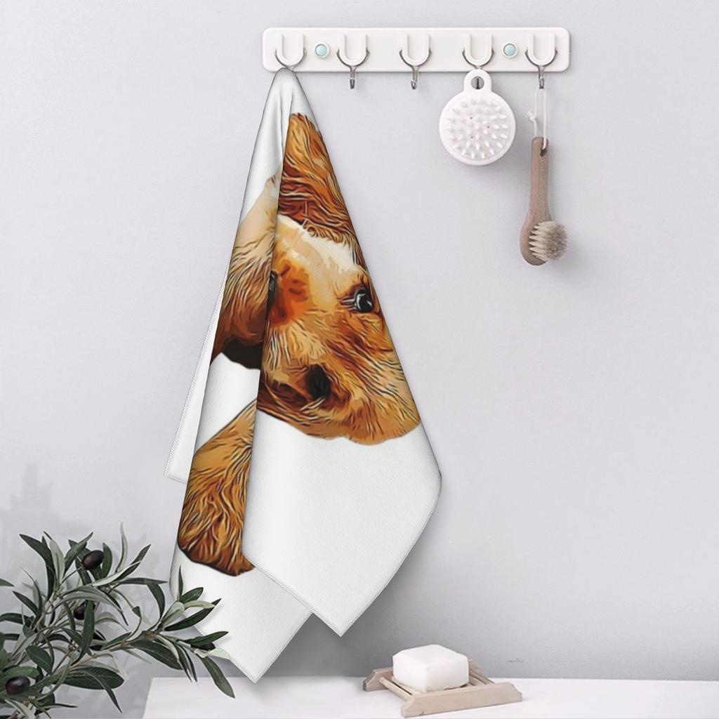 Gold Cocker Spaniel Puppy Dog Soft Face Towel Quick Dry Pool Bath Cotton Towels Breathable