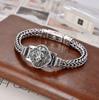 S925 Sterling Silver Hand Woven Bracelet for Men Vintage Lion Bracelet Hip-hop Punk Rock Bracelet Jewelry Gift