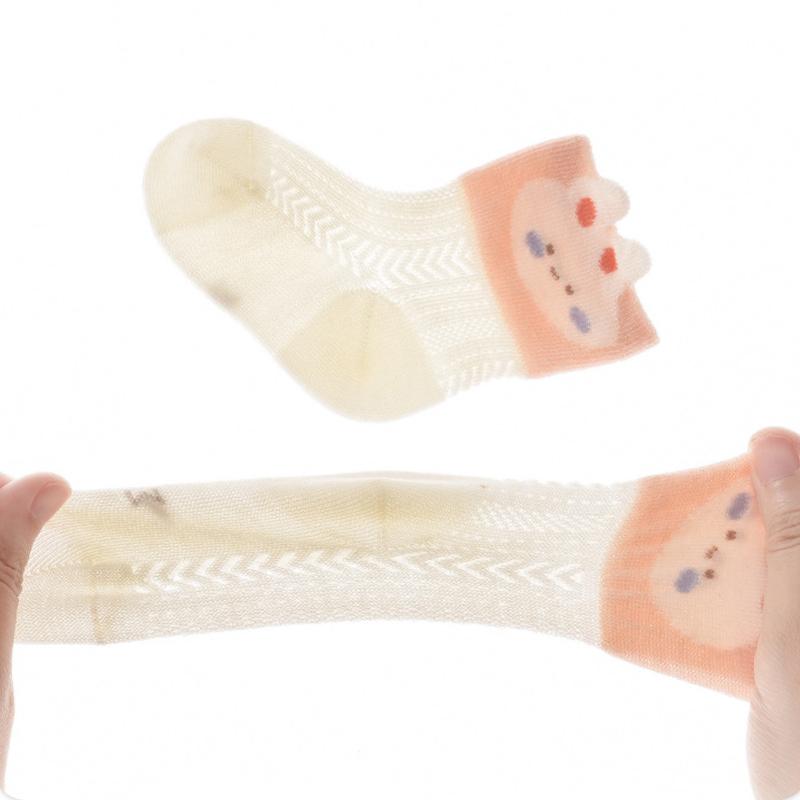 3 Pairs Children'S Socks Summer Mesh Cartoon Cute Baby Boneless Cotton Socks Breathable Thin Anti-Mosquito Socks For Children