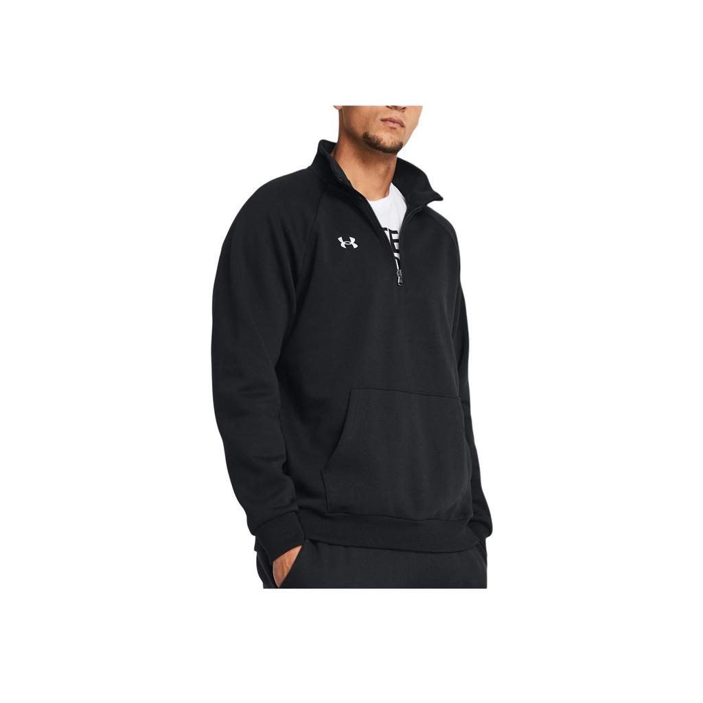Under Armour UA Rival Mock Neck Logo Printed Soft Fit Raglan Long Sleeve Sweatshirt Men Sweatshirt Black 1386016-001