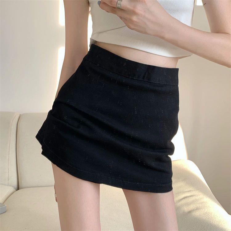 High Waist Versatile Skirt Women's Summer Thin Spice Girl Hip-wrapped Short Skirt Anti-light A-word Culottes High Waist  Green Asymmetric Wrap Skort