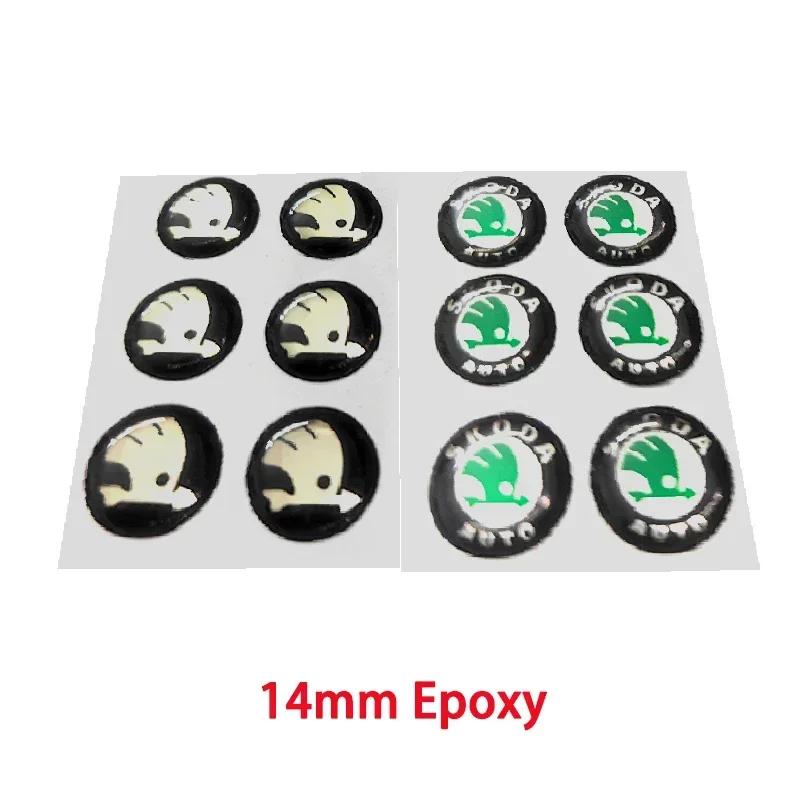 2026 Hot 10PCS 14mm Car Remote Key Sticker Emblem Decal For Skoda Octavia Kodiaq Fabia Superb Rapid Kamiq Karoq Derivati Yeti En