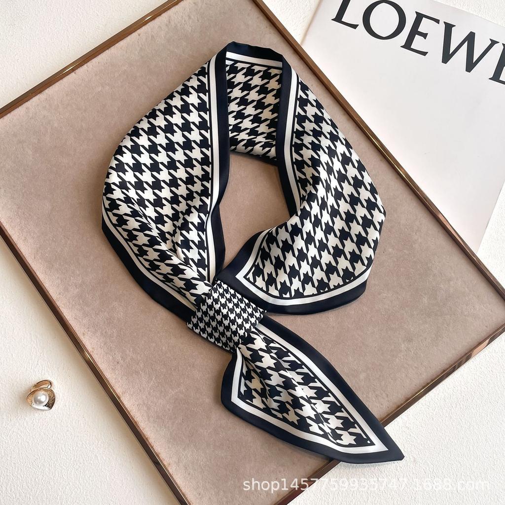 Silk Scarf Small Long Square Scarf Women'S High-End Neck Protection Scarf Professional Matching Shirt Scarf