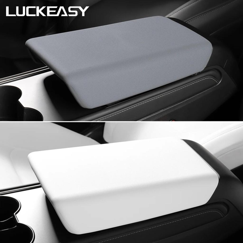 LUCKEASY Car TPE Armrest Box Cover Central Control Armrest Protective Pad Interior Accessories For Tesla Model3 ModelY -2023