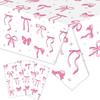Bow Birthday Theme Table Clothes Disposable Tablecloth Cute Table Cover for Girls Kids