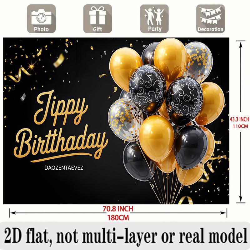 Golden Birthday Theme Banner, Photo Backdrop Wall Decor for Party
