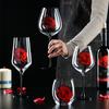 Hand Painted Red Rose Imprinted Glass Cup Creative Wine Glasses Goblet Drinkware Champagne Flute Water Coffee Mug Cocktail Glass