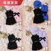 Girls Fashion Suit Summer Children's Casual Halter Vest with Leggings and Hat Suit