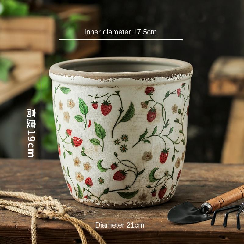 Vase Vintage Ceramic Desktop DecorationOutdoor Garden Special Flower Pot Home Indoor Breathable Creative PastoralStyle HighSense