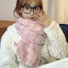 Элегантный клетчатый шарф Luochi в корейском стиле - Женский зимний толстый теплый шарф, подчеркивает тон кожи, универсальный шарф-воротник для студентов