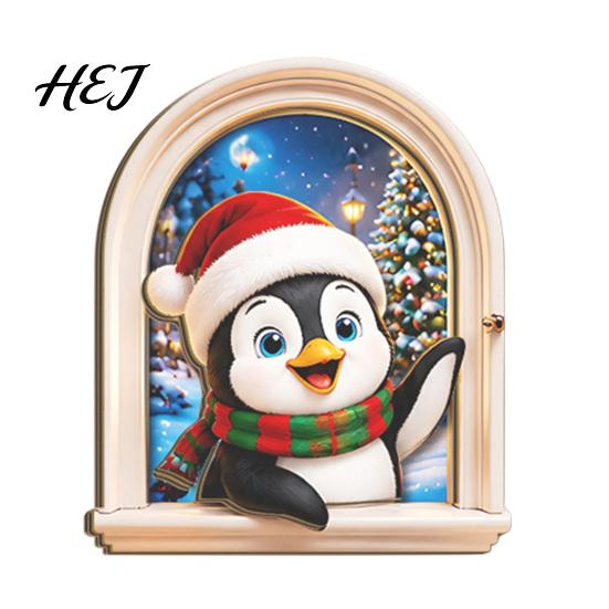 Natural Wood Holiday Accents Arch Wooden Christmas Fridge Magnet Set, Window Frame Gift for Home Magnetic Decor Refrigerator Metal Surface,