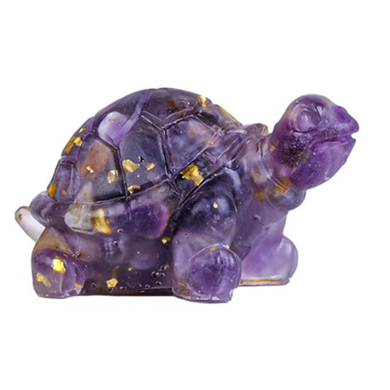Mini Crystal Turtle Statue Reiki Stone Tortoise Figurine Amulet Turtle Fengshui Sculpture for Home Office Desk Shelf Decoration