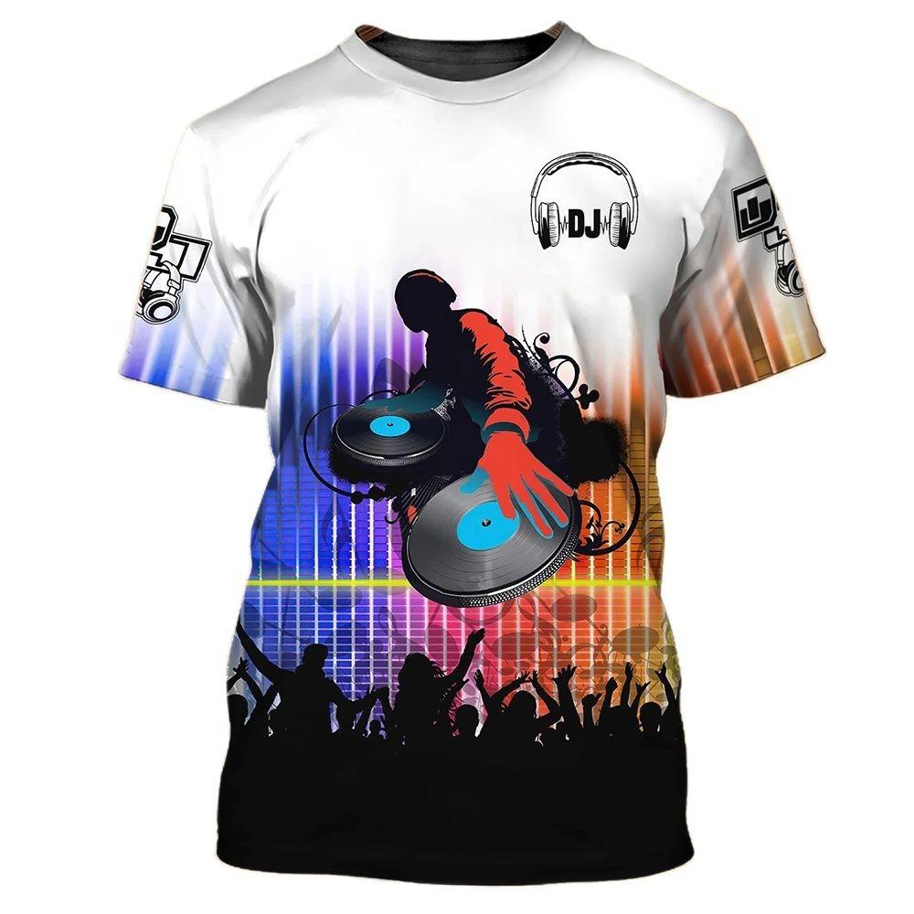 Mens Tshirt Nightclub Rock Dj Bar Party Short Sleeve Fashion Trend Unisex Dress Oneck Tshirt 3d Musical Lnstrument Print