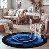 Роскошные коврики для пола круглой формы с узором из голубых роз, кухонный коврик-дорожка для прихожей, мягкий ковер для спальни и гостиной, нескользящий коврик для зонирования