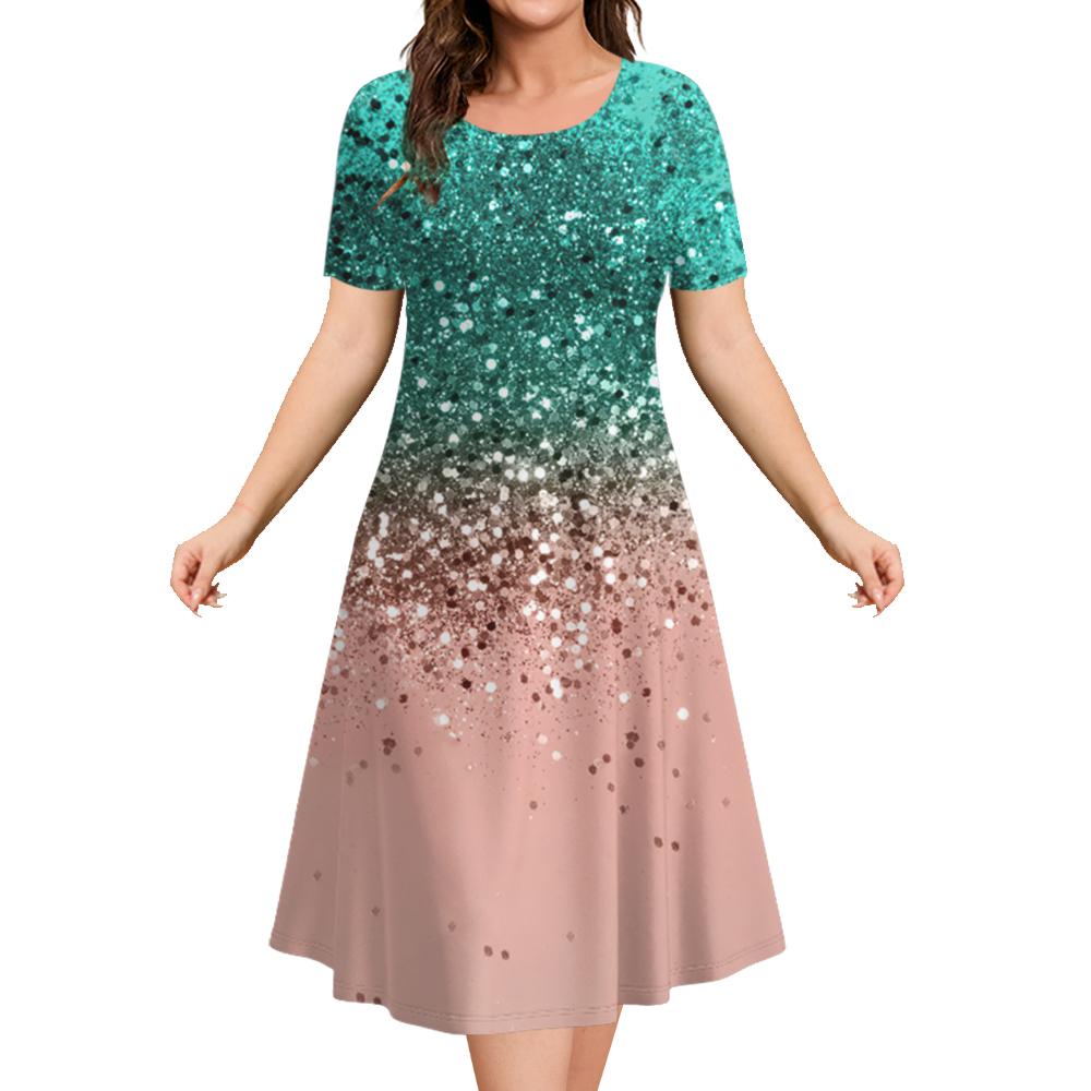 Модные элегантные женские платья Женское вечернее платье Цветной столкновительный пуловер с круглым вырезом Оверсайз Повседневная одежда А-силуэта Тренд 2024