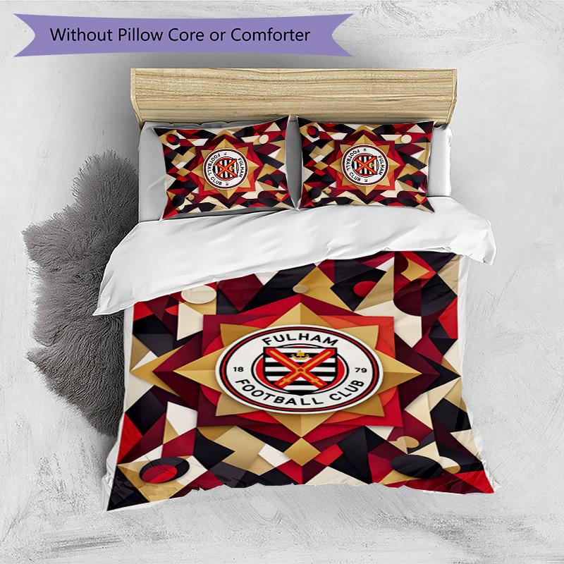 Fulham Football Printed 3 Pieces Bedding Set, Comfortable Skin Friendly Bedroom Duvet Cover Set