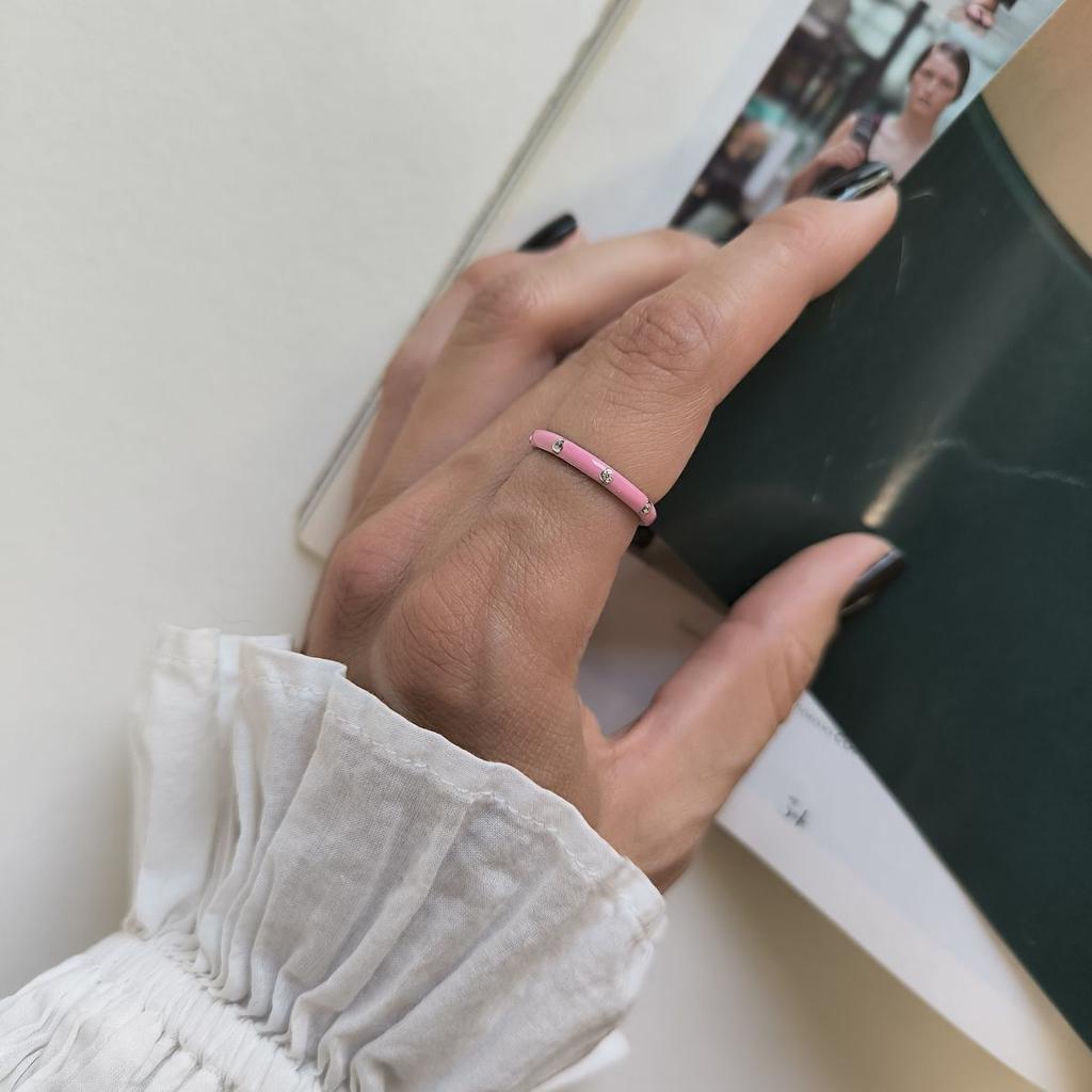 Silver Ring with Enamel, Cubic Zirconias, Product Weight 1.9 G (60002257)