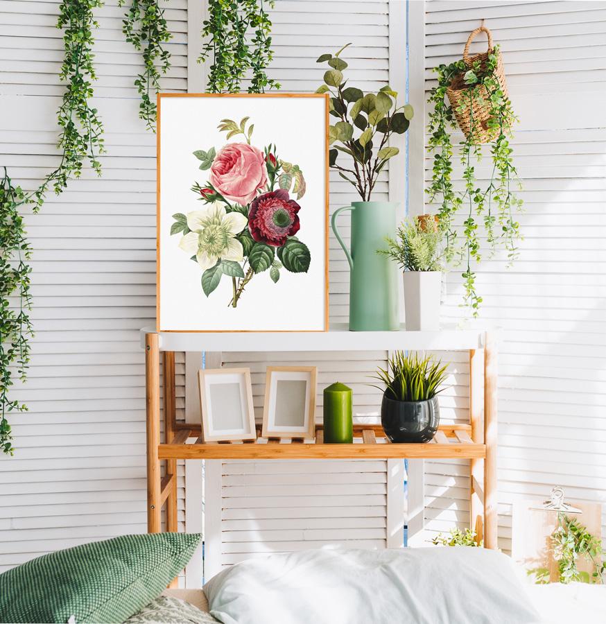 Плакат с винтажным букетом цветов