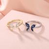 Light Luxury Butterfly Opening Ring Adjustable Crystal Ring Light Luxury Finger Jewelry  Gifts