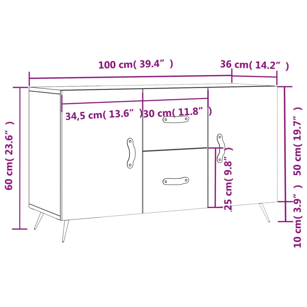 Sideboard Gray Sonoma 100x36x60 cm Particleboard