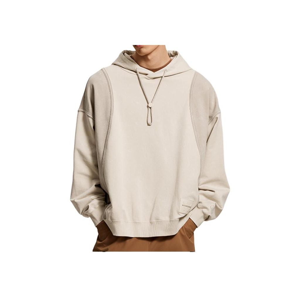 Толстовка с капюшоном и длинными рукавами Li Ning Wade Series Color Block, мужская толстовка Oatmeal-Gray Dusty-Gray AWDU273-7