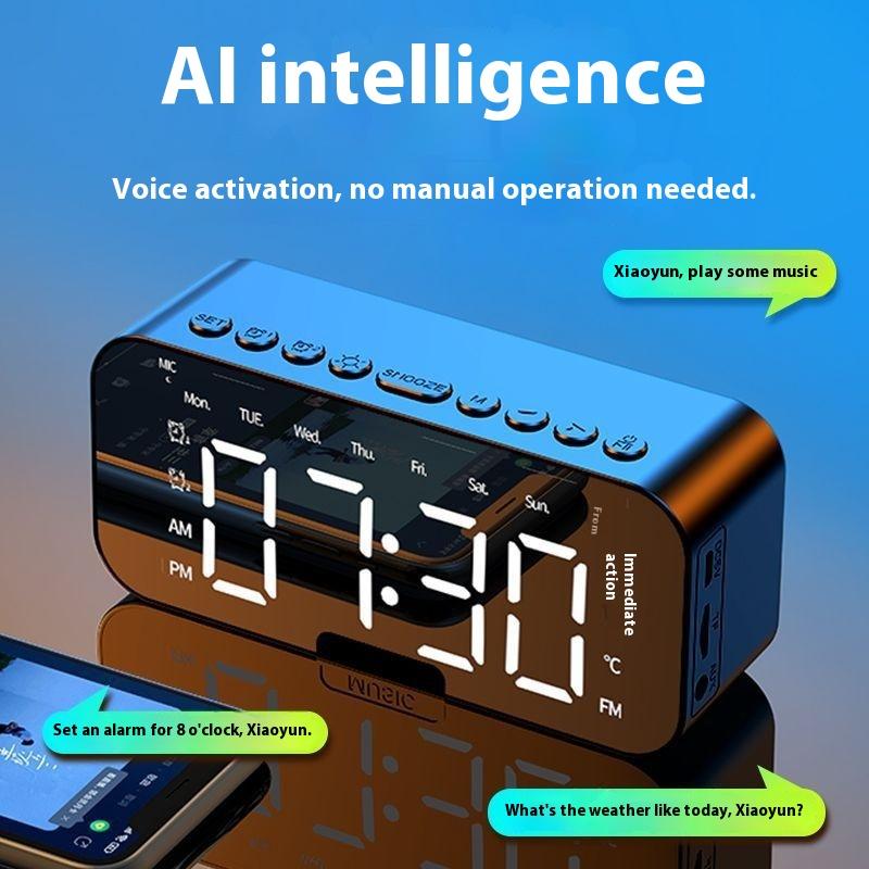 Smart Bluetooth Speaker Electronic Multi-function Clock Student Wake Up Alarm Clock Artifact Wireless Small Speaker High Sound Quality